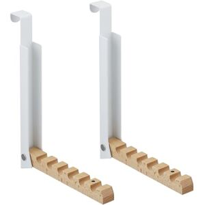 Relaxdays Folding Hook, Set of 2, for Hanging, 6 Coat Hangers, Metal & Wood, for 2 cm Door Thickness, White, Iron, 21 x 2.5 x 18 cm Relaxdays Folding Hook, Set of 2, for Hanging, 6 Coat Hangers, Metal & Wood, for 2 cm Door Thickness, White, Iron, 21 x 2.5 x 18 cm