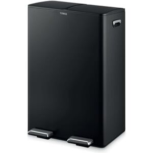 Tower Recycling Pedal Bin, Two 30L Compartments with Removable Inner Buckets, Carbon Steel Body, 60L, Black Tower Recycling Pedal Bin, Two 30L Compartments with Removable Inner Buckets, Carbon Steel Body, 60L, Black