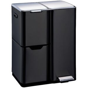 KITCHEN MOVE HAJA Kitchen Waste Bin with Pedal Recycling 60L (13+17+30L) Stainless Steel Black with Bucket KITCHEN MOVE HAJA Kitchen Waste Bin with Pedal Recycling 60L (13+17+30L) Stainless Steel Black with Bucket