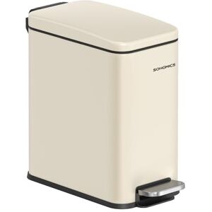 SONGMICS Bathroom Bin, 1.3 Gallon (5 L) Small Bin with Lid, Pedal Toilet Bin, Slim for Small Spaces, Steel, Soft Close, Summer Sand LTB560A01 SONGMICS Bathroom Bin, 1.3 Gallon (5 L) Small Bin with Lid, Pedal Toilet Bin, Slim for Small Spaces, Steel, Soft Close, Summer Sand LTB560A01