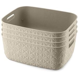 CURVER Softex 4x 12.5L Storage Baskets, 100 percent Recycled Material, Lightweight, For Bathroom, Living Room, Kitchen, Chalk White CURVER Softex 4x 12.5L Storage Baskets, 100 percent Recycled Material, Lightweight, For Bathroom, Living Room, Kitchen, Chalk White