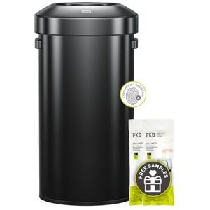 EKO Urban 24 Gallon Round Black Stainless Steel Open Top Waste Bin, Tall Commercial Trash Can for Indoor/Outdoor, Extra Large Metal Garbage Bin for Office, Restaurant, Restroom, 90L EKO Urban 24 Gallon Round Black Stainless Steel Open Top Waste Bin, Tall Commercial Trash Can for Indoor/Outdoor, Extra Large Metal Garbage Bin for Office, Restaurant, Restroom, 90L
