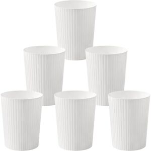 Cetomo 7.2L*6 Plastic Waste Paper Bin, Trash Can, Small Bins, Bedroom Bin, Round Waste Basket with Solid Stripe for Kitchen Rooms, Nesting, Matte, Frosted, Minimalist, Open Top, White, 7.2L(6 Pack) Cetomo 7.2L*6 Plastic Waste Paper Bin, Trash Can, Small Bins, Bedroom Bin, Round Waste Basket with Solid Stripe for Kitchen Rooms, Nesting, Matte, Frosted, Minimalist, Open Top, White, 7.2L(6 Pack)
