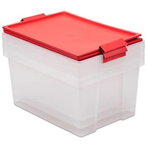 TATAY Set of 3 Storage Boxes with Lid, 2 x 35L, 1 x 60L, with Handles, Lid 100% recycled materials, BPA Free, Red. Measures 37 x 50,5 x 48,7 cm TATAY Set of 3 Storage Boxes with Lid, 2 x 35L, 1 x 60L, with Handles, Lid 100% recycled materials, BPA Free, Red. Measures 37 x 50,5 x 48,7 cm