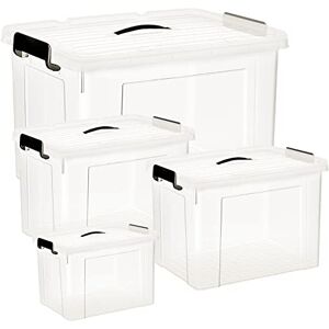 HOHAOO Plastic Storage Box with Lid,40L*2+ 25L*1+ 80L*1 Large Storage Boxes Clear Stackable Storage Bin with Latching Buckles for Home and Office HOHAOO Plastic Storage Box with Lid,40L*2+ 25L*1+ 80L*1 Large Storage Boxes Clear Stackable Storage Bin with Latching Buckles for Home and Office