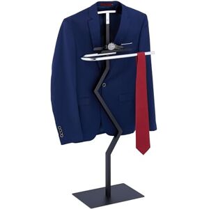 Relaxdays Valet Stand, Shelf for Accessories, Steel, Men & Women Clothes Hanger, HWD: 105 x 45.5 x 24 cm, Black/Silver Relaxdays Valet Stand, Shelf for Accessories, Steel, Men & Women Clothes Hanger, HWD: 105 x 45.5 x 24 cm, Black/Silver