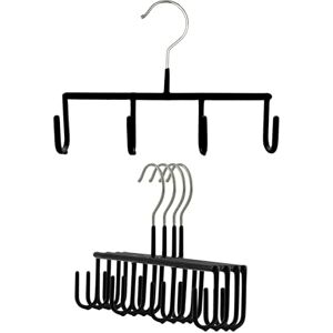MAWA by Reston Lloyd Non-Slip Space-Saving Style GH Clothes Hanger For Belts with 4 Hooks, Set of 5, Black MAWA by Reston Lloyd Non-Slip Space-Saving Style GH Clothes Hanger For Belts with 4 Hooks, Set of 5, Black