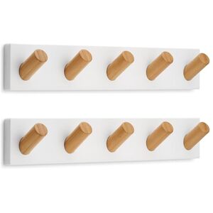 LARHN White Coat Hooks Wall Mounted Coat Rack with 5 XL Hooks (2-Pack), 42cm All Fixings Included for Quick & Easy Installation LARHN White Coat Hooks Wall Mounted Coat Rack with 5 XL Hooks (2-Pack), 42cm All Fixings Included for Quick & Easy Installation