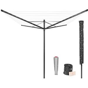 Brabantia Lift-O-Matic 50 Metres of Clothes Line Adjustable in Height UV-Resistant & Non-Slip Lining Umbrella System with Ground Spike 45 mm, Cover & Peg Bag Anthracite ø 295 cm Brabantia Lift-O-Matic 50 Metres of Clothes Line Adjustable in Height UV-Resistant & Non-Slip Lining Umbrella System with Ground Spike 45 mm, Cover & Peg Bag Anthracite ø 295 cm