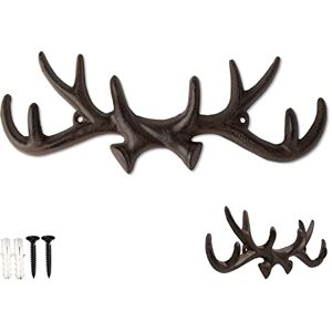 Comfify Vintage Cast Iron Deer Antlers Wall Hooks Antique Finish Metal Clothes Hanger Rack w/Hooks Includes Screws and Anchors in Rust Brown Comfify Vintage Cast Iron Deer Antlers Wall Hooks Antique Finish Metal Clothes Hanger Rack w/Hooks Includes Screws and Anchors in Rust Brown