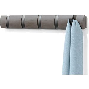 Umbra Flip Wall-Mounted Coat Rack, 5 Hooks – Modern, Space-Saving Storage for Jackets, Bags, Entryway, Mudroom, Bathroom, Bedroom – Grey/Pewter Umbra Flip Wall-Mounted Coat Rack, 5 Hooks – Modern, Space-Saving Storage for Jackets, Bags, Entryway, Mudroom, Bathroom, Bedroom – Grey/Pewter