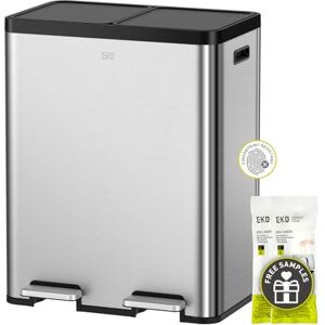 EKO Essential Recycle Step Stainless Steel Kitchen Trash can 30L+30L Dual Pedal Dual Lid EKO Essential Recycle Step Stainless Steel Kitchen Trash can 30L+30L Dual Pedal Dual Lid