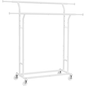 SONGMICS Rail, Double Clothes Wheels, Extendable Garment Rack, Heavy-Duty Metal Frame, 110 kg Total Max. Load, 129-169 cm Wide, Matte White HSR012W01, (129-169)× 55 ×(148-172) cm SONGMICS Rail, Double Clothes Wheels, Extendable Garment Rack, Heavy-Duty Metal Frame, 110 kg Total Max. Load, 129-169 cm Wide, Matte White HSR012W01, (129-169)× 55 ×(148-172) cm