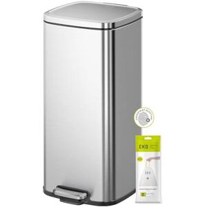 EKO Stella Pedal Bin 30 Litres, Step Bin with Soft Close Lid, Removable Inner Bucket, Perfect for Kitchen, Home, Office, Stainless Steel EKO Stella Pedal Bin 30 Litres, Step Bin with Soft Close Lid, Removable Inner Bucket, Perfect for Kitchen, Home, Office, Stainless Steel