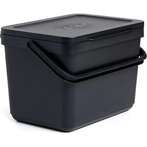 TATAY Kitchen Food Waste Caddy 6L Organic Bin Smart Without Bracket Compact and Functional Design Made from 100% Recycled Materials 26.5x20.5x18.5 cm, Colour Black TATAY Kitchen Food Waste Caddy 6L Organic Bin Smart Without Bracket Compact and Functional Design Made from 100% Recycled Materials 26.5x20.5x18.5 cm, Colour Black