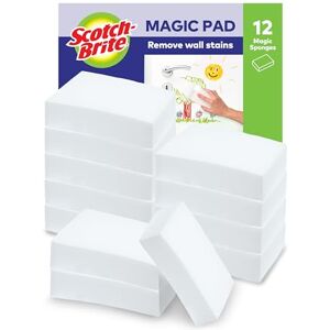 Scotch-Brite Magic Easy Eraser Sponge, Melamine Cleaner, Value Pack of 12 Pads Removes Stains From Walls, Shoes, Sinks & More without Chemicals, White Scotch-Brite Magic Easy Eraser Sponge, Melamine Cleaner, Value Pack of 12 Pads Removes Stains From Walls, Shoes, Sinks & More without Chemicals, White