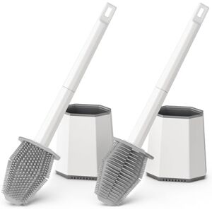 Euqvunn Silicone Toilet Brush & Holders, 2 Pack Toilet Cleaner Brush Set Wall Mounted, Deep Cleaner Loo Brush with Dual-sided Head and Long Plastic Handle, Anti-drip Bathroom Accessories (White) Euqvunn Silicone Toilet Brush & Holders, 2 Pack Toilet Cleaner Brush Set Wall Mounted, Deep Cleaner Loo Brush with Dual-sided Head and Long Plastic Handle, Anti-drip Bathroom Accessories (White)