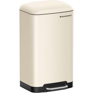 SONGMICS Kitchen Bin, 8 Gallon (30L) Rubbish Bin, Steel Pedal Bin with Lid and Inner Bucket, Soft Close, Cloud White LTB001A01 SONGMICS Kitchen Bin, 8 Gallon (30L) Rubbish Bin, Steel Pedal Bin with Lid and Inner Bucket, Soft Close, Cloud White LTB001A01