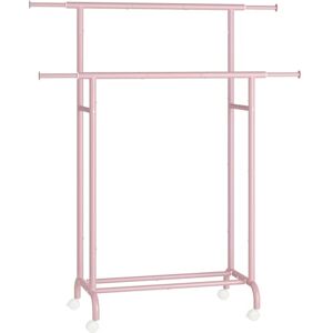 SONGMICS Clothes Rail, Double Clothes Rack on Wheels, Extendable Garment Rack, Heavy-Duty Metal Frame, 80 kg Total Max. Load, 83-120 cm Wide, Jelly Pink HSR133R01 SONGMICS Clothes Rail, Double Clothes Rack on Wheels, Extendable Garment Rack, Heavy-Duty Metal Frame, 80 kg Total Max. Load, 83-120 cm Wide, Jelly Pink HSR133R01