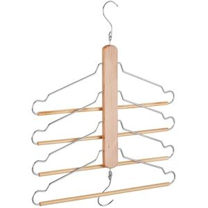 Relaxdays Multi Clothes Hanger, Holder with 4 Flexible Coat Hangers, Organiser, Metal Hooks, Lotus Wood, Natural Relaxdays Multi Clothes Hanger, Holder with 4 Flexible Coat Hangers, Organiser, Metal Hooks, Lotus Wood, Natural