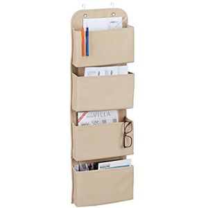 Relaxdays Hanging Organiser, 4 Compartments, Hanging Door Storage, Office, Bedroom, Bathroom, Hooks, Beige Relaxdays Hanging Organiser, 4 Compartments, Hanging Door Storage, Office, Bedroom, Bathroom, Hooks, Beige