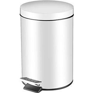 GONICVIN Pedal Bin, 3L Round Stainless Steel Bathroom Bin Kitchen Bin with Lid, Rubbish Bin Trash Bin Waste Basket with Removable Inner Bucket for Home, Kitchen, Office (White) GONICVIN Pedal Bin, 3L Round Stainless Steel Bathroom Bin Kitchen Bin with Lid, Rubbish Bin Trash Bin Waste Basket with Removable Inner Bucket for Home, Kitchen, Office (White)