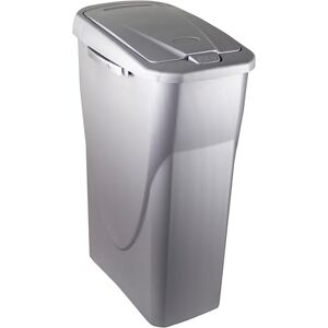 M home by Mazzei Mondex 25L Plastic Recycling Bin Easy Push Opening Silver Grey Ideal for Kitchen, Bathroom, Cellar Made in France M home by Mazzei Mondex 25L Plastic Recycling Bin Easy Push Opening Silver Grey Ideal for Kitchen, Bathroom, Cellar Made in France