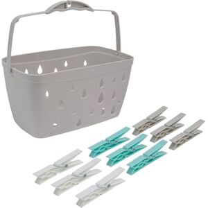 JVL Plastic Peg Basket, Grey with 24 Large Strong Plastic Pegs, Aqua JVL Plastic Peg Basket, Grey with 24 Large Strong Plastic Pegs, Aqua