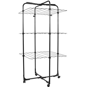 Hill's Hills Premium 3 Tier Mobile Tower Airer – steel drying rack with wheels, space‑saving design, Black Hill's Hills Premium 3 Tier Mobile Tower Airer – steel drying rack with wheels, space‑saving design, Black