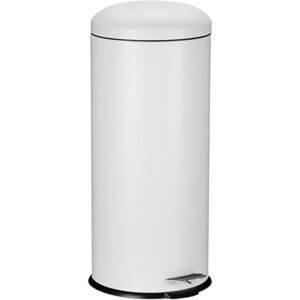 Relaxdays Kitchen Pedal Bin, 30 Litres, Rubbish Disposal, Soft Close Lid, Inner Bucket with Handle, Round, Metal, White, 10% plastic 90% iron, 30 liters Relaxdays Kitchen Pedal Bin, 30 Litres, Rubbish Disposal, Soft Close Lid, Inner Bucket with Handle, Round, Metal, White, 10% plastic 90% iron, 30 liters