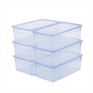 Rotho Clear Box Set of 6 Storage Boxes 5 L with Lid, Space-Saving Stackable 40 x 33.5 x 17 cm, Transparent Blue Rotho Clear Box Set of 6 Storage Boxes 5 L with Lid, Space-Saving Stackable 40 x 33.5 x 17 cm, Transparent Blue