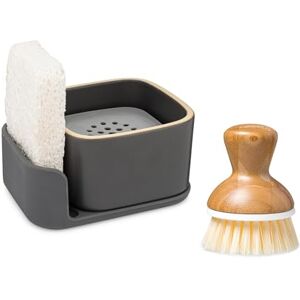 Full Circle Bubble Up Combo Elegant Gray Ceramic Soap Dish with Eco Sponge & Bamboo-Handled Dish Brush Versatile Natural Kitchen Cleaning Set Tool for Pots, Pans, Counter & Sink, Gray Full Circle Bubble Up Combo Elegant Gray Ceramic Soap Dish with Eco Sponge & Bamboo-Handled Dish Brush Versatile Natural Kitchen Cleaning Set Tool for Pots, Pans, Counter & Sink, Gray
