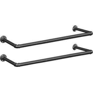 SONGMICS Wall Mounted Coat Rack, Set of 2, Industrial Style Wall Hanger, Space Saving, 92 x 30 x 7.5 cm, Easy Assembly, Narrow Space, Black HSR67BK02 SONGMICS Wall Mounted Coat Rack, Set of 2, Industrial Style Wall Hanger, Space Saving, 92 x 30 x 7.5 cm, Easy Assembly, Narrow Space, Black HSR67BK02