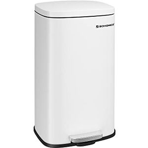 SONGMICS Kitchen Bin 8 Gallon (30 L), Pedal Rubbish Bin, Soft Close, Step-On Pedal, Steel, Inner Bucket, White LTB03WT SONGMICS Kitchen Bin 8 Gallon (30 L), Pedal Rubbish Bin, Soft Close, Step-On Pedal, Steel, Inner Bucket, White LTB03WT