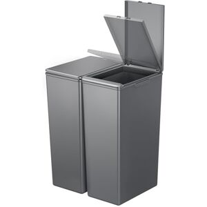 EKO Morandi Twin Pack (2 x 40L) Kitchen Bin with Touch-Top Lids, Plastic Double Bins with Recycling Stickers and Easy-Clean Finish, for Home or Office, Dark Grey EKO Morandi Twin Pack (2 x 40L) Kitchen Bin with Touch-Top Lids, Plastic Double Bins with Recycling Stickers and Easy-Clean Finish, for Home or Office, Dark Grey