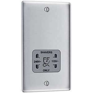 British General Nexus Brushed Steel Shaver Socket - Dual Volt - Grey British General Nexus Brushed Steel Shaver Socket - Dual Volt - Grey