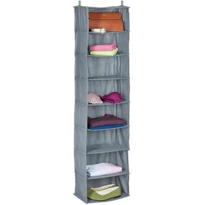 Relaxdays Wardrobe Hanging Storage, 8 Compartments, Fabric, HWD: 140 x 36 x 20 cm, incl. Hooks, Foldable, Closet, Grey, Cotton Relaxdays Wardrobe Hanging Storage, 8 Compartments, Fabric, HWD: 140 x 36 x 20 cm, incl. Hooks, Foldable, Closet, Grey, Cotton