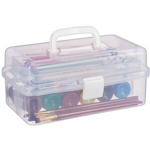 Relaxdays Storage Box with 9 Compartments, Sorting for Craft & Art Supplies, Sewing Kit, 14.5 x 33 x 19 cm, Clear/White Relaxdays Storage Box with 9 Compartments, Sorting for Craft & Art Supplies, Sewing Kit, 14.5 x 33 x 19 cm, Clear/White