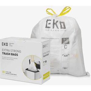EKO Easy-Dispense Roll 80 Count Extra-Strong Drawstring Small Trash Bag, 4 Gallon Trash Bag (10-15L) 80 Pack White, Code C EKO Easy-Dispense Roll 80 Count Extra-Strong Drawstring Small Trash Bag, 4 Gallon Trash Bag (10-15L) 80 Pack White, Code C