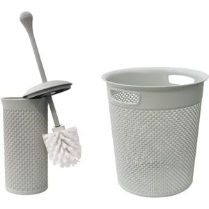 JVL Droplette Toilet Brush and Round Bin Ice Grey JVL Droplette Toilet Brush and Round Bin Ice Grey