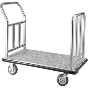 VEVOR Hotel Luggage Cart, 750 LBS Load Capacity, Deluxe Platform Truck with Removable Front Frame, Valet Cart with Grey Carpeted Deck and 6-inch Rubber Wheels, Ideal for Hotels, Condos, Resorts VEVOR Hotel Luggage Cart, 750 LBS Load Capacity, Deluxe Platform Truck with Removable Front Frame, Valet Cart with Grey Carpeted Deck and 6-inch Rubber Wheels, Ideal for Hotels, Condos, Resorts