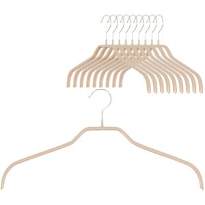 MAWA Hanger for Clothes, Silhouette F, Set of 10, Space-saving and Non-slip, for Tops, Shirts, T-shirts and Blouses, 360° Rotatable, with Anti-slip Coating, 41 cm, Latte MAWA Hanger for Clothes, Silhouette F, Set of 10, Space-saving and Non-slip, for Tops, Shirts, T-shirts and Blouses, 360° Rotatable, with Anti-slip Coating, 41 cm, Latte
