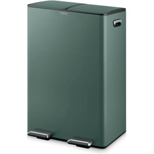 Tower Recycling Pedal Bin, Two 30L Compartments with Removable Inner Buckets, Carbon Steel Body, 60L, Forest Green Tower Recycling Pedal Bin, Two 30L Compartments with Removable Inner Buckets, Carbon Steel Body, 60L, Forest Green