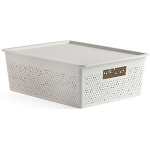TATAY Plastic Storage Basket 12L Bohol Organiser Box with Lid Optimal Ventilation Stackable Modular System Integrated Handles BPA-Free Recycled Plastic 30x39x13.5 cm, White TATAY Plastic Storage Basket 12L Bohol Organiser Box with Lid Optimal Ventilation Stackable Modular System Integrated Handles BPA-Free Recycled Plastic 30x39x13.5 cm, White