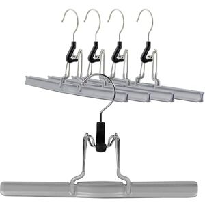 MAWA by Reston Lloyd Non-Slip Space-Saving Style M/26 Clothes Hanger with Clamp For Pants & Skirts, Set of 5, Silver MAWA by Reston Lloyd Non-Slip Space-Saving Style M/26 Clothes Hanger with Clamp For Pants & Skirts, Set of 5, Silver