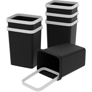 Cetomo 8.2L*6 Plastic Waste Paper Bin, Trash Can, Small Bins, Bedroom Bin, Square Waste Basket with Rim Lid and Solid Stripe for Kitchen Rooms, Nesting, Matte, Frosted, Minimalist, Black, 8.2L(6 Pack) Cetomo 8.2L*6 Plastic Waste Paper Bin, Trash Can, Small Bins, Bedroom Bin, Square Waste Basket with Rim Lid and Solid Stripe for Kitchen Rooms, Nesting, Matte, Frosted, Minimalist, Black, 8.2L(6 Pack)