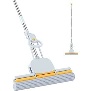 DUDTO PVA Sponge Mops for Floor Cleaning Squeeze with 60 Long Handle, Self Wringing Mop with 15 Head for Kitchen Bathroom Tiles, Sponge Mops for Floor Cleaning with Wringer DUDTO PVA Sponge Mops for Floor Cleaning Squeeze with 60 Long Handle, Self Wringing Mop with 15 Head for Kitchen Bathroom Tiles, Sponge Mops for Floor Cleaning with Wringer