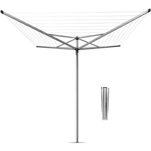 Brabantia Topspinner 50 Metres of Clothes Line UV-Resistant & Non-Slip Lining Smooth Turns Umbrella System Rotary Dryer with Ground Spike 45 mm Metallic Grey ø 295 cm Brabantia Topspinner 50 Metres of Clothes Line UV-Resistant & Non-Slip Lining Smooth Turns Umbrella System Rotary Dryer with Ground Spike 45 mm Metallic Grey ø 295 cm