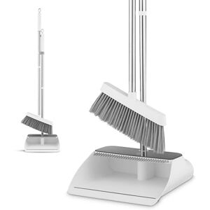 Swan Elevate Long-Handled Dustpan & Brush Set with Angled Feathered Soft Bristles, Posture-Positive with Built-In Retractable Comb for Easy Cleaning & Storage Loop, White SWFC2006WHTN Swan Elevate Long-Handled Dustpan & Brush Set with Angled Feathered Soft Bristles, Posture-Positive with Built-In Retractable Comb for Easy Cleaning & Storage Loop, White SWFC2006WHTN