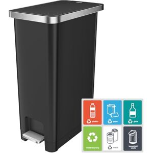EKO Hana 45L Kitchen Pedal Bin, Step Rubbish Bin with Built-In Wheels for Kitchen & Household Use (Black) EKO Hana 45L Kitchen Pedal Bin, Step Rubbish Bin with Built-In Wheels for Kitchen & Household Use (Black)